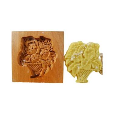Imagem de Moldes de Biscoitos de Madeira 3D - Padrão de Flor Rosa - Para Assar, 