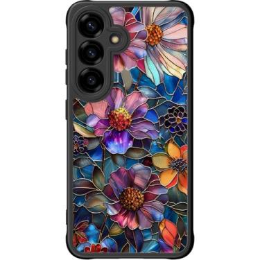 Imagem de DEENAKIN Capa fofa para Samsung Galaxy S25 Plus, capa rígida floral estética, compatível com Magsafe, capa protetora fina retrô moderna exclusiva para mulheres e meninas, flores vibrantes definidas