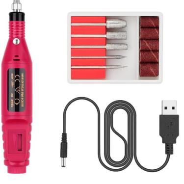 Imagem de Lixa Elétrica de Unha para Manicure Profissional e Cuidados Pessoais - Acessórios Para Lixar Unhas Gel Motor Motorzinho Bivolt USB – Velocidade 3 000/20000 RPM Ajustáveis, Uso diário, Cores Variadas