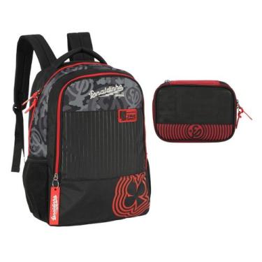 Imagem de Kit Mochila Estojo Escolar Juvenil Youtuber Enaldinho - Luxcel, Preto