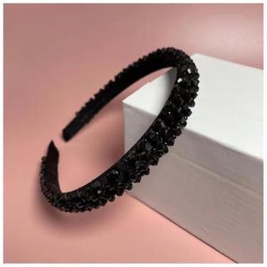 Imagem de Tiara de Cristal com Flores para Noiva e Festa — Tiara Princesa Brilhante para Casamento e Debutante (Preto)