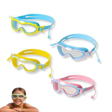 Imagem de Óculos de Natação Infantil Antiembaçante HD com Protetor Auricular À Prova d’Água (AZUL com rosa)