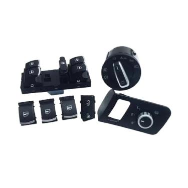 Imagem de Botões de janela, trava de segurança, botão do tanque de combustível, espelho retrovisor, farol de neblina, botão do interruptor do farol para Touran e Caddy 1J4959857B 1T0959851 1T1 959 (vermelho)