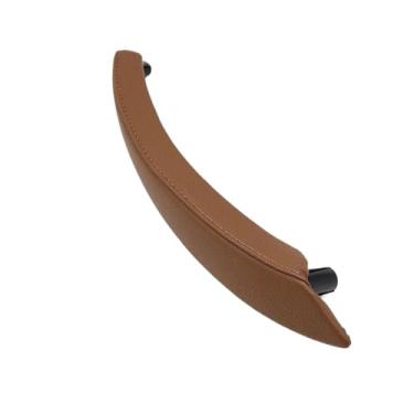 Imagem de Maçaneta interna esquerda/direita da porta do passageiro, substituição da tampa externa de couro compatível com BMW X5 X6 E70 E71 E72 2007 2008 2009 2010 2011 2012 2013 2014(Sattel Brown-Right)