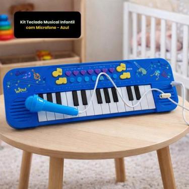 Imagem de Teclado Musical Infantil com Microfone Azul - UNIK TOYS