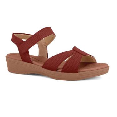 Imagem de Sandalia usaflex anabela baixa ref ud04011 feminino, Marrom, Bege, 39