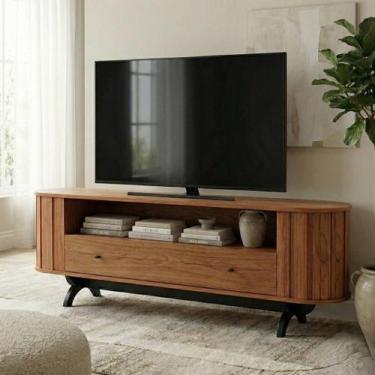 Imagem de Rack para TV até 60 Polegadas 100% MDF 180cm Canto Arredondado Marrom 