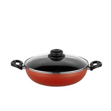 Imagem de Frigideira Grande Caçarola Wok 28 Cm Teflon Antiaderente com Tampa de 