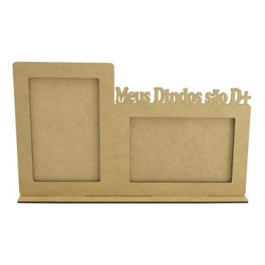 Imagem de Kit 5 Porta Retrato Para 2 Fotos Meus Dindo São D+ 31x18,5 Mdf Madeira