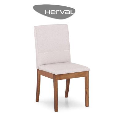Imagem de Cadeira de Jantar Herval Peace Madeira Maciça, Linho Cru e Amêndoa