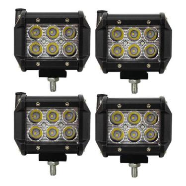 Imagem de Kit 4 Farol Milha Auxiliar 6led 18w 9v60v Retângulo Offroad - Briwax