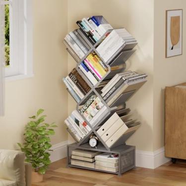 Imagem de Onadak Estante de metal de 6 camadas, sem necessidade de montagem, estante dobrável com armário de armazenamento, prateleira vertical industrial para sala de estar, escritório em casa, cinza