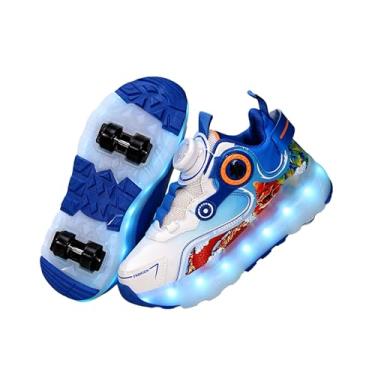 Imagem de Tênis Infantil com Rodinhas Retráteis, Luzes LED Coloridas e Estilo Esportivo – Confortável, Antiderrapante e Divertido para Meninos e Meninas disponível no tamanho 28