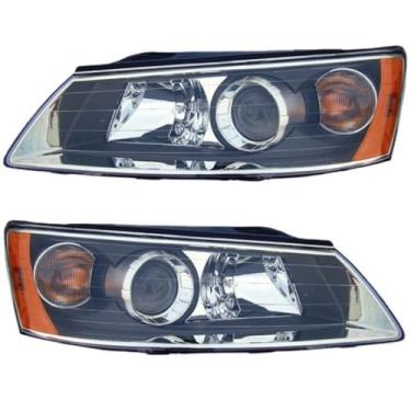 Imagem de Lâmpada esquerda direita LED luz diurna frontal LED conjunto de farol lâmpada de canto ampla compatível com SONATA 2006-2008 92101-0A000 (direita)