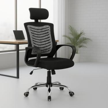Imagem de Cadeira De Escritório Ergonômica Presidente Com Encosto Preto Malha Ventilada Mesh Confortável