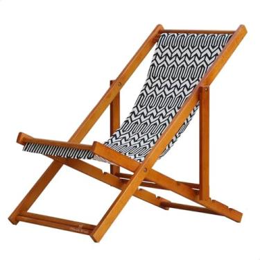 Imagem de Espreguiçadeira Portátil de Madeira Maciça – Para Piscina, Sem Braço, Envernizada (Retrô)