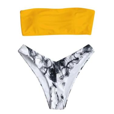 Imagem de Conjunto de biquíni feminino com estampa floral Fato de banho push-up 