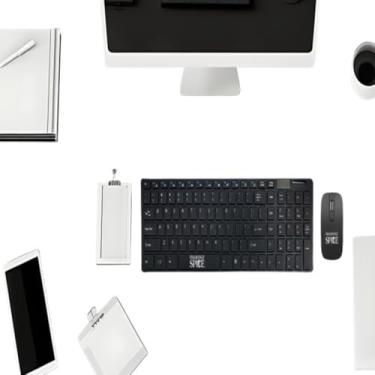 Imagem de Teclado e mouse sem fio – Combo de teclado e mouse sem fio de 2,4 G, design ergonômico, Plug & Play, DPI ajustável, economia de energia, compatível com dispositivos Windows e Android – Preto (modelo K