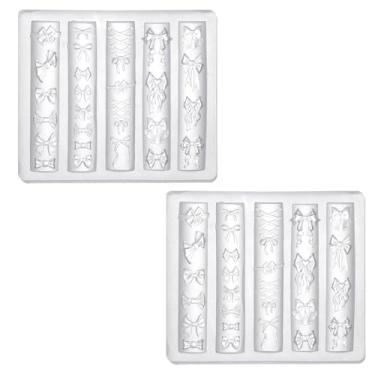 Imagem de 2pçs Molde Charm Unha Laço, 3D Silicone Fita Molde Arte em Unha Laço Reutilizável Transparente Estêncil Escultura para Projeto Artesanato DIY Mulheres Decoração Pontas dos Dedos