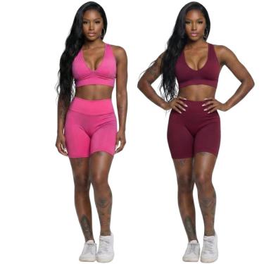 Imagem de KIT 2 Conjunto Bermudinha e Top Com Bojo Vekyo Roupa Para Academia Treino Moda Fitness Musculação-Feminino
