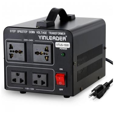 Imagem de Transformador de Energia 1500W Converta 220V 230V 240V para 110V 120V ou 110V para 220V, Yinleader, Preto