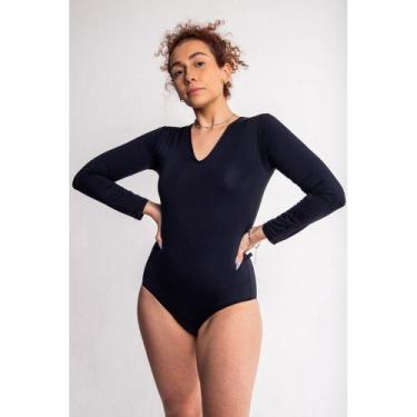Imagem de UNDER SOFT - Body Decote em V Manga Longa/Preto G, Unica, U