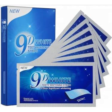 Imagem de Fitas Branqueadoras de Dentes 9D White, Tiras de Clareamento Dental com Sabor Menta Refrescante e Confortável 7 envelopes contendo 14 fitas Efeito 5D