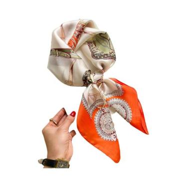 Imagem de Lenço Quadrado De Seda Luxuoso Feminino Para O Verão, Hijab, Lenço De 
