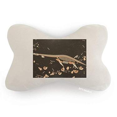 Imagem de DIYthinker Almofada de almofada de encosto de cabeça para decoração de pescoço de dinossauro preto em miniatura Ossos