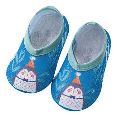 Imagem de Meias infantis para meninos e meninas, meias de malha respirável de desenho animado meias de chão meias antiderrapantes leves de malha (azul escuro, P infantil)