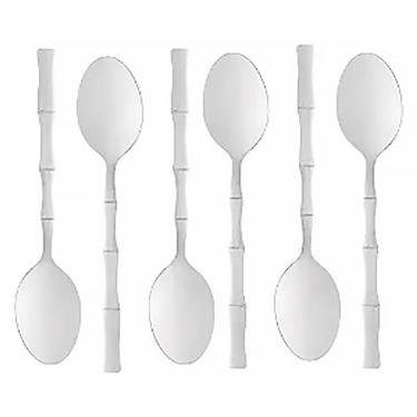 Imagem de Conjunto 6 Colheres de Sobremesa de Aço Inox Bambu Elegant 15,2cm 1806 - Lyor