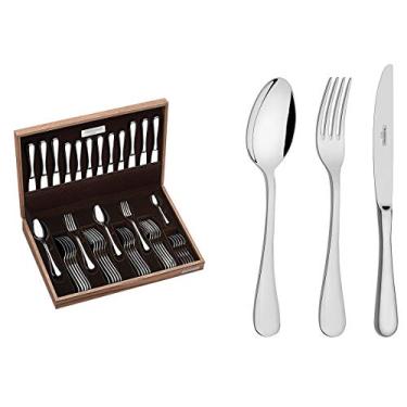 Imagem de Faqueiro Tramontina Classic em Aço Inox com Facas de Mesa Forjadas Acabamento Brilho e Estojo de Madeira 42 Peças