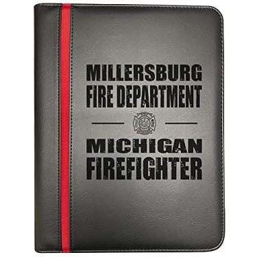 Imagem de Compatível com Millersburg Michigan Corpo de Bombeiros Bombeiros Linha Vermelha Fina Portfólio Organizador Padfolio Organizador Oração Bombeiro Linha Vermelha Fina Decalque Cruz Maltês Pacote com 1