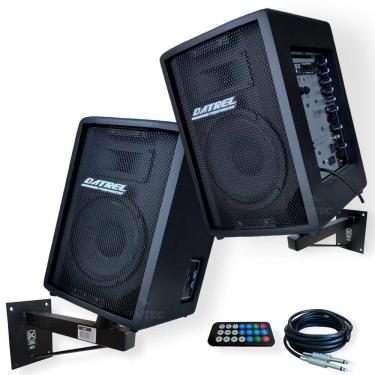 Imagem de KIT CAIXA SOM ATIVA PASSIVA 8" 300W SUPORTE DATREL BT PROF