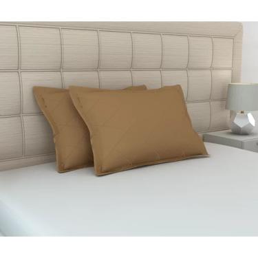 Imagem de Kit de Fronhas Matelassê Zono Enxovais 2 peças em Malha 100% Algodão Camelo