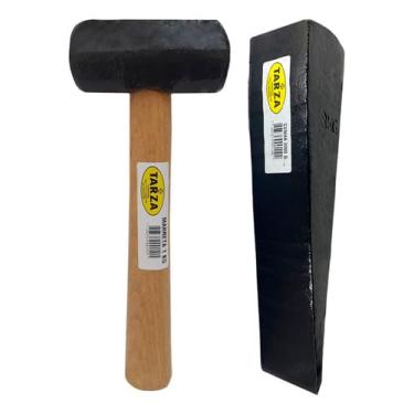 Imagem de Marreta 1kg + Cunha 3kg Forjada Tarza Kit