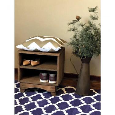 Imagem de Sapateira Madeira Puff Branco Marrom
