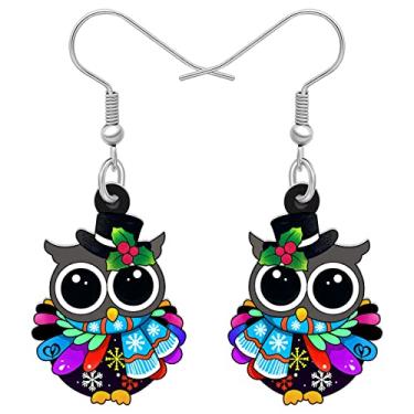 Imagem de DALANE Brincos de coruja de guirlanda de Natal fofos de acrílico com pingente de floco de neve pássaros joias presentes para mulheres meninas crianças pingentes lembrancinhas de festa, Medium,