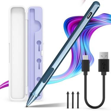 Imagem de Caneta Stylus para Microsoft Surface Pro9/8/7/6/5/4/3/X Surface Laptop/Livro/Surface Go3 Go2, com caixa de armazenamento, pressão de inclinação 4096, acessório magnético, carregamento rápido USB-C, função de rejeição da palma, azul