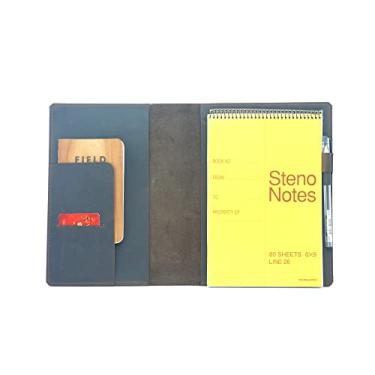 Imagem de JJNUSA Capa de couro compatível com Rocketbook Flip Executive 15,24 x 22,4 cm, notas de esteno 15,2 x 23 cm, cadernos espirais envelhecidos, capa de couro genuíno A5, marrom escuro