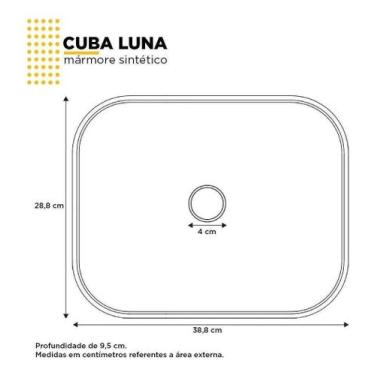 Imagem de Cuba De Apoio Banheiro Mármore Sintético Luna Areia Cozimax