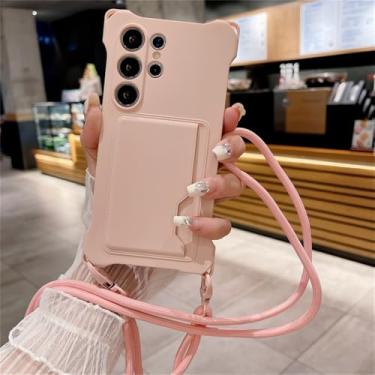 Imagem de Suporte para cartão líquido Crossbody Lanyard Strap Case para Samsung Galaxy S24 S23 FE Plus S22 Ultra A14 A34 A54 A53 A15 5G Capa, rosa, para Samsung S23Ultra