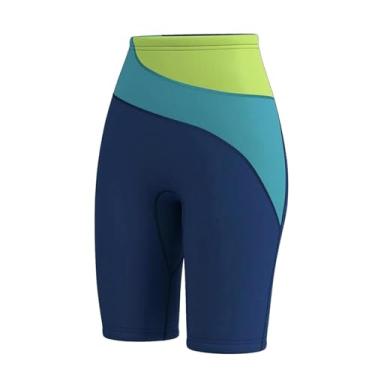 Imagem de YIJU Shorts de mergulho masculino 3mm, shorts de neoprene, leggings, roupa de banho fitness, roupa molhada para mergulho livre, aeróbica aquática, Azul XL