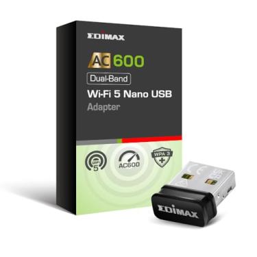 Imagem de Edimax Adaptador Wi-Fi 5 802.11ac Nano AC600 de banda dupla (2,4 GHz/5 GHz) para PC USB Nano Dongle, Windows, Mac OS, Linux, EW-7811ULC