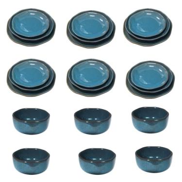 Imagem de Jogo de Pratos Cerâmica 24 Peças Completo Com 6 Cumbucas AcquaMarine