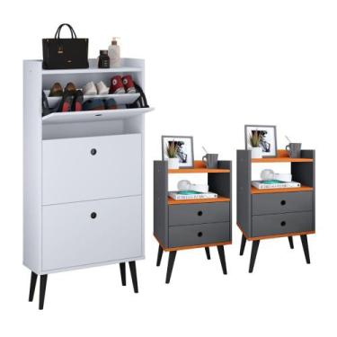 Imagem de Conjunto Sapateira Vertical 3 Gavetas Basculantes Organizadoras Dark e