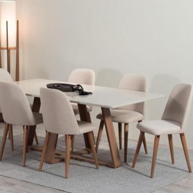 Imagem de Conjunto de Jantar Mesa com Vidro Avena 6 Cadeiras New Drop - Canella 