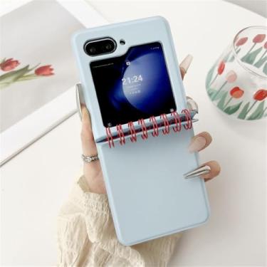 Imagem de Capa de telefone estilo caderno espiral para Samsung Galaxy Z Flip 6 5 4 3 Flip6 Flip5 Flip4 Flip3 5G Proteção de dobradiça Capa à prova de choque, azul claro, para Galaxy Z Flip 6