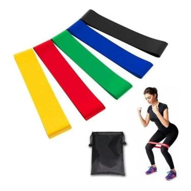 Imagem de Kit 5 Faixas Elásticas Extensor Mini Band 5 Intensidades - DOISIRMAOS
