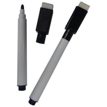 Imagem de Kit 10 Canetas Pretas Para Quadro Branco Com Apagador E Imã - Ideal Pl